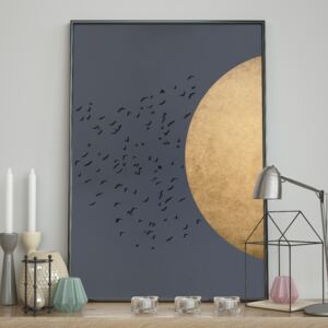 DecoKing - Plakat ścienny - Birds Silhouette - Night 40x50 cm