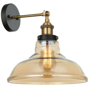 Kinkiet LAMPA ścienna HUBERT MBM-2381/1 GD+AMB Italux skandynawska OPRAWA loftowa szklana bursztynowa