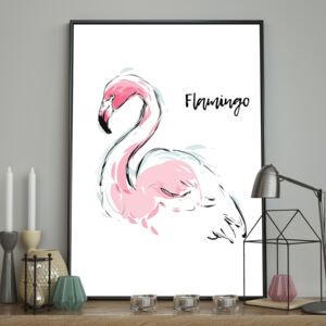 DecoKing - Plakat ścienny - Flamingo - Aquarelle 40x50 cm