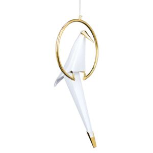 Modernistyczna LAMPA wisząca CGLOT1 COPEL dekoracyjna OPRAWA metalowy zwis LED 7W 3000K ptak bird biały złoty
