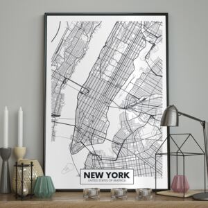 DecoKing - Plakat ścienny – Map – New York 40x50 cm