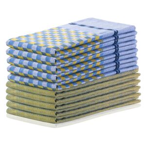 DecoKing - Zestaw ścierek kuchennych Niebiesko-żółty 10 szt. LOUIE 70x50 cm