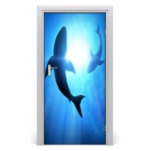 Naklejka samoprzylepna na drzwi Sylwetki rekinów