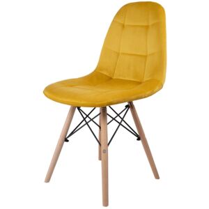 Ragnar krzesło tapicerowane żółte - welurowe