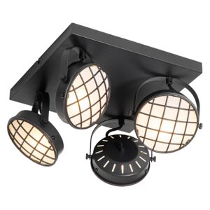Vintage Reflektorek / Spot / Spotow zwart vierkant 4-lichts - Tamina Oswietlenie wewnetrzne