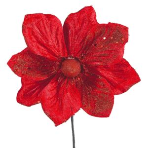 DecoKing - Dekoracyjny Kwiat Czerwony Cekiny