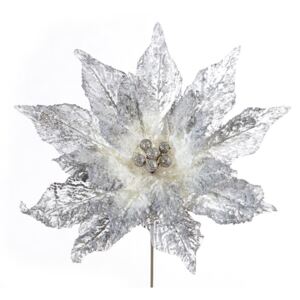 DecoKing - Dekoracyjny Kwiat Srebrny Metaliczny