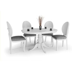 Tradycyjny Stół do kuchni jadalni Rozkładany Drewniany Biały MAGGIE