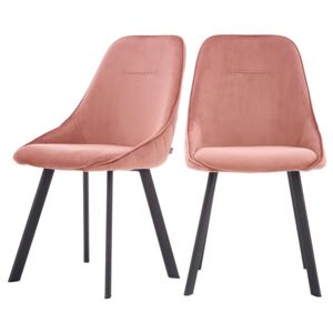 SELSEY Zestaw dwóch krzeseł tapicerowanych Jonas różowe pikowane