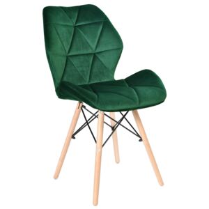 Krzesło tapicerowane RENNES VELVET - ciemno-zielony