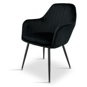 Eleganckie krzesło tapicerowane K 1058 - czarny welur, czarne nogi