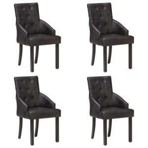 Krzesła stołowe, 4 szt., czarne, naturalna kozia skóra