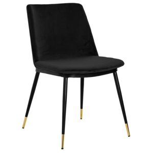 Krzesło DIEGO czarne - welur, podstawa czarno złota