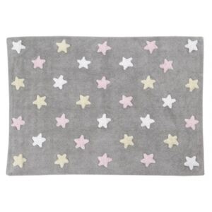 LORENA CANALS Dywan bawełniany TRICOLOR STARS grey - pink | Odbió W-wa WOLA, wysyłka
