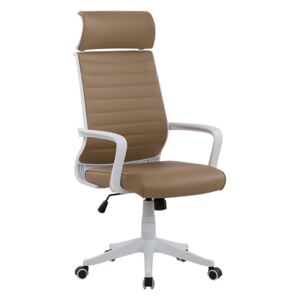 Krzesło biurowe ze sztucznej skóry brązowe LEADER