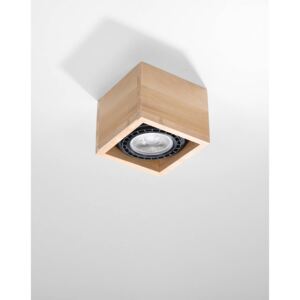 Plafon QUATRO 1 naturalne drewno punktowa lampa sufitowa kwadrat Gu10 LED SOLLUX LIGHTING