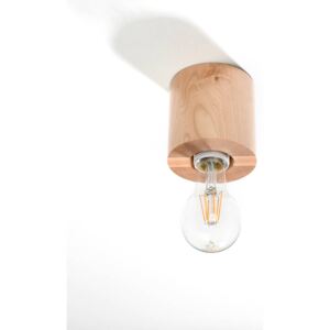 Plafon SALGADO naturalne drewno lampa sufitowa walec E27 LED SOLLUX LIGHTING