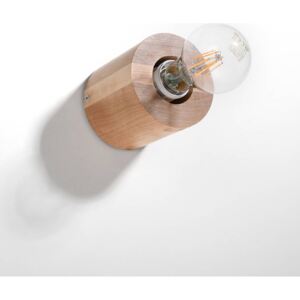 Kinkiet SALGADO naturalne drewno lampa ścienne walec E27 LED SOLLUX LIGHTING