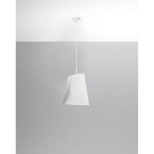 Żyrandol BLUM 1 biały abażur tkanina, stal nowoczesna lampa wisząca sufitowa E27 LED SOLLUX LIGHTING