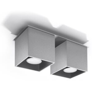 Plafon QUAD 2 szary kwadraty aluminium minimalistyczna lampa sufitowa Gu10 LED SOLLUX LIGHTING