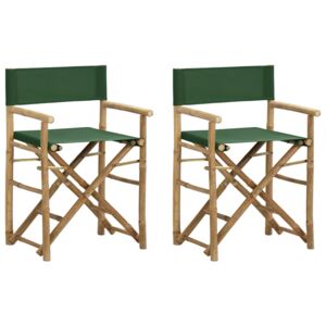 Składane krzesła reżyserskie, 2 szt., zielone, bambus i tkanina