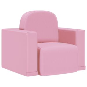 Sofa dziecięca 2-w-1, różowa, sztuczna skóra