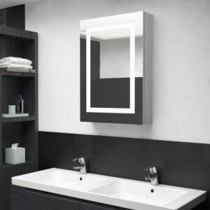 Szafka łazienkowa z lustrem i LED, szarość betonu, 50x13x70 cm