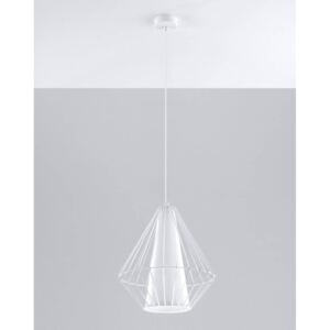 Lampa wisząca DEMI biała stal PVC nowoczesny design zwis na lince sufitowy E27 LED SOLLUX LIGHTING