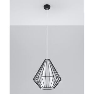 Lampa wisząca DEMI czarna stal PVC nowoczesny design zwis na lince sufitowy E27 LED SOLLUX LIGHTING