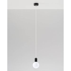 Lampa wisząca EDISON biała tkanina stal minimalistyczny zwis na lince sufitowy E27 LED SOLLUX LIGHTING