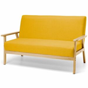 Sofa na drewnianych nogach, żółta, 40 cm
