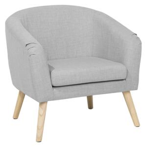 Fotel klubowy szary okrągły nóżki jasne drewno skandynawski styl minimalistyczny salon duży pokój Beliani