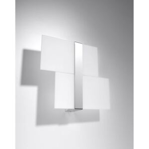 Kinkiet MASSIMO nowoczesna lampa ścienna białe szkło stal chrom G9 LED SOLLUX LIGHTING