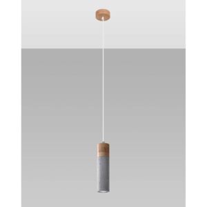 Lampa wisząca ZANE 1 beton szara naturalne drewno zwis tuba Gu10 LED SOLLUX LIGHTING