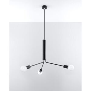 Żyrandol DUOMO 3D czarny stal lampa sufitowa loft E27 LED SOLLUX LIGHTING