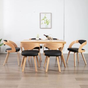 Krzesła do jadalni, 6 szt., czarne, gięte drewno i ekoskóra
