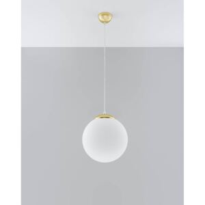 Lampa wisząca UGO 30 stal złota biały kula loft szkło E27 LED SOLLUX LIGHTING