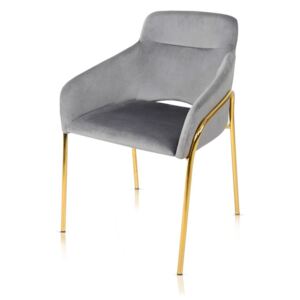 Krzesło tapicerowane Audrey szare na złotych nóżkach