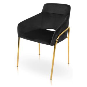 Krzesło welurowe Audrey czarne na złotych nóżkach