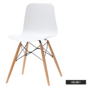 Krzesło Caro białe z tworzywa i drewna