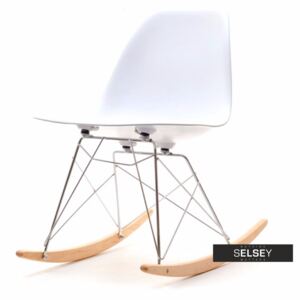 Krzesło bujane MPC roc białe na stalowych nogach z drewnianymi płozami