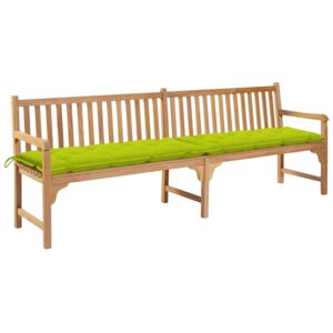 Ławka ogrodowa z jasnozieloną poduszką, 240 cm, drewno tekowe