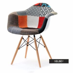 Krzesło MPA wood tap patchwork tapicerowane do jadalni