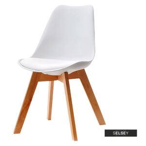 Krzesło Luis wood buk-biały z tworzywa i drewna