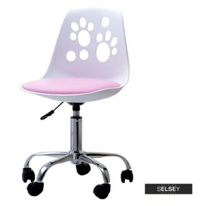 Fotel biurowy Foot biało - różowy dziecięcy do biurka