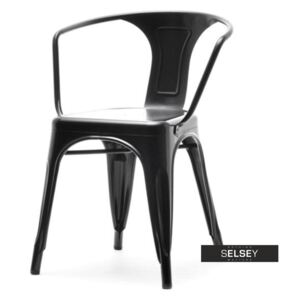 Krzesło Alfredo 2 czarne industrialne z metalu