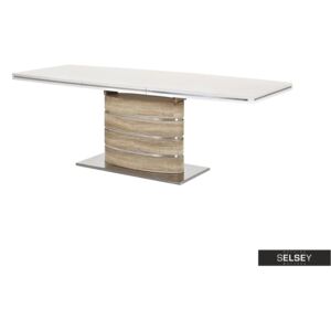 SELSEY Stół rozkładany Vaster 160-220x90 cm dąb sonoma z białym blatem