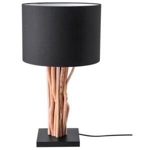 Lampa stołowa czarny klosz baza jasne drewno 63 cm styl rustykalny Beliani