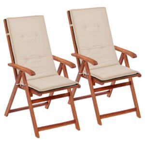 Poduszki na krzesła ogrodowe, 2 szt., kremowe, 120x50x3 cm