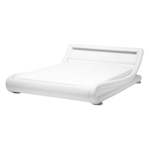 Łóżko białe LED 140 x 200 cm skóra ekologiczna AVIGNON